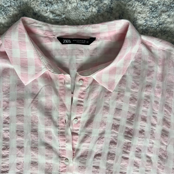 Zara Pink Gingham Button-up - Picture 3 of 4